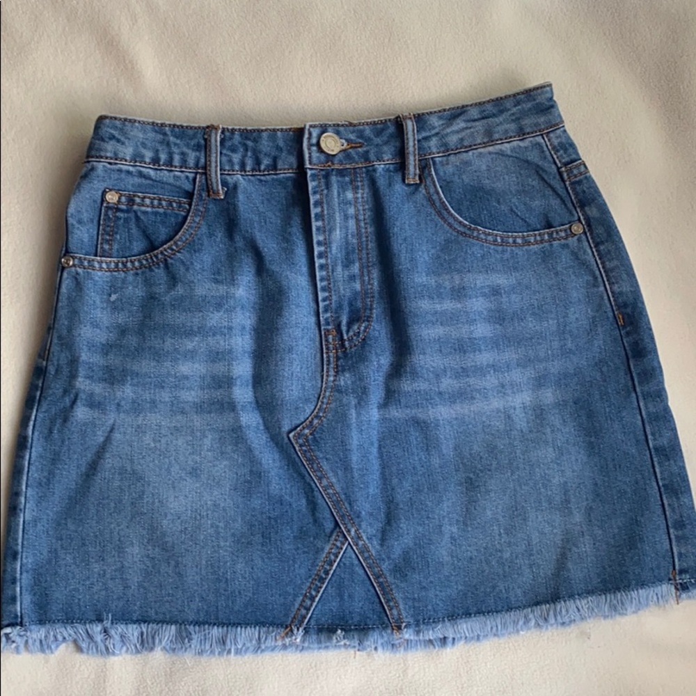 Missguided Distressed Denim Mini Skirt